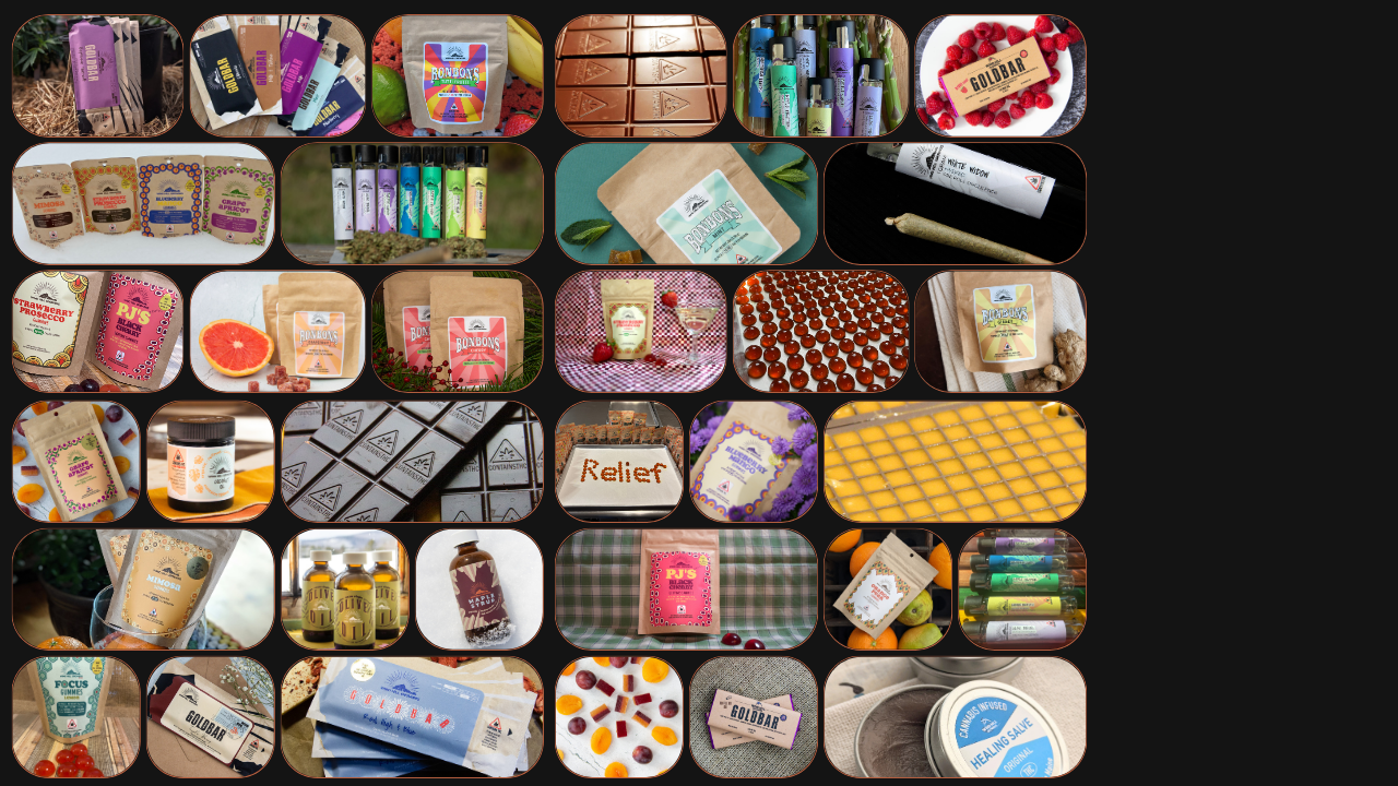 Raster aus vielen verschiedenen Edibles-Produktverpackungen
