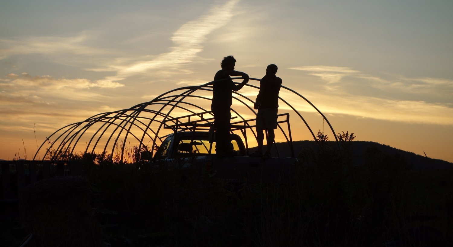 Sonnenuntergang auf der Potfarm in Maine